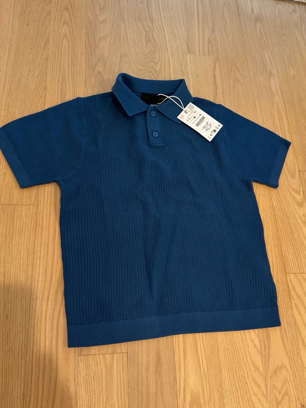 Zara Kids Blue Knit Polo Shirt